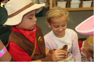 Kindergarteners Holding Chicks